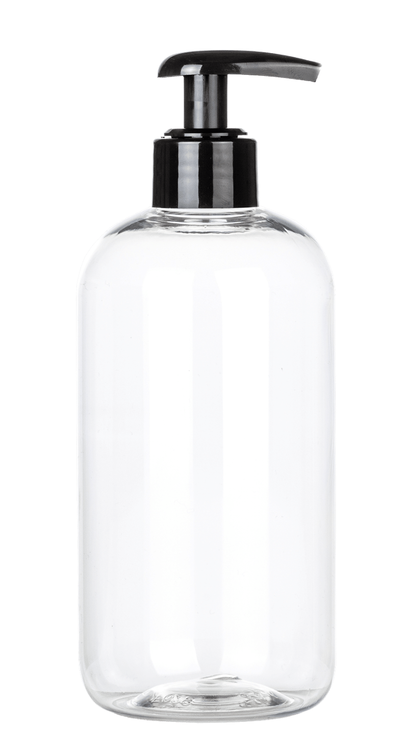 Clear PET bottle with black lotion pump